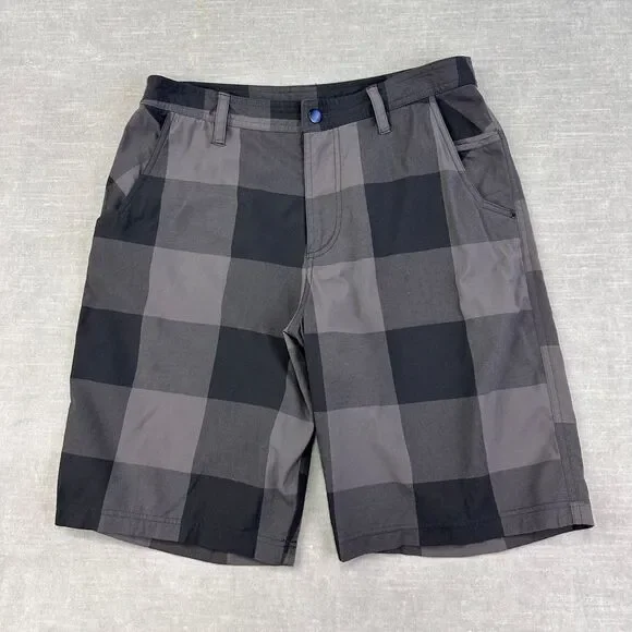 lululemon athletica Charcoal and Black Plaid Athletic Shorts - Picture 1 of 8
